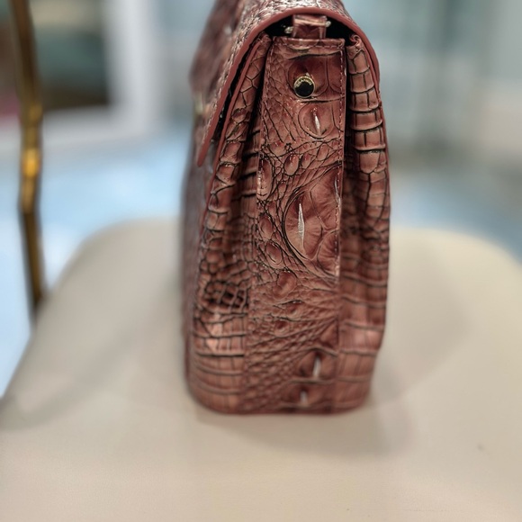 Brahmin Pink Crossbody Bag with Crocodile Embossing - Picture 3 of 4